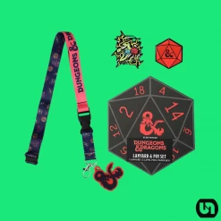 Bioworld Dungeons & Dragons: Lapel Pins & Lanyard Dice Box Set Merch