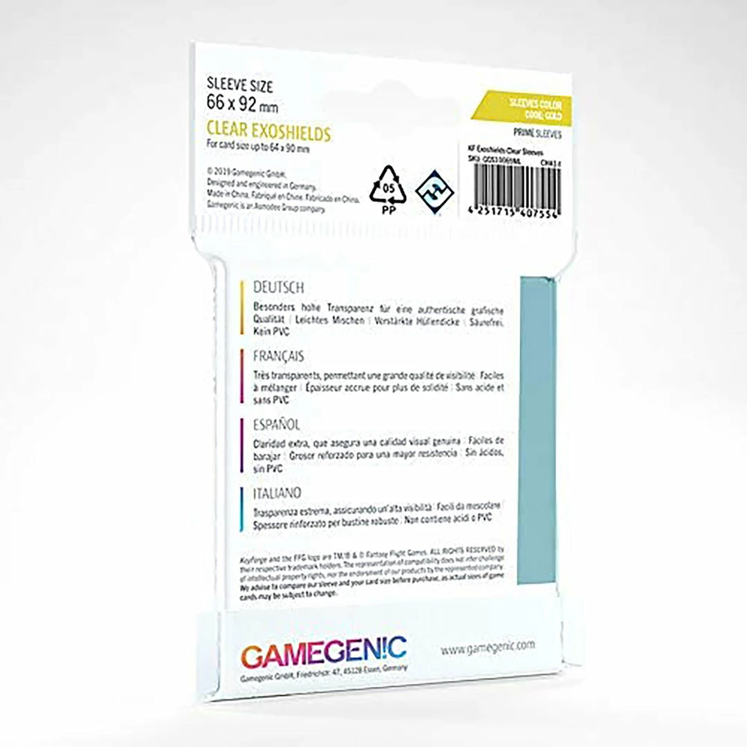 Budget π Asmodee Gamegenic: Prime Sleeves Clear Exoshields 40ct - Keyforge π 4 Asmodee Gamegenic: Prime Sleeves Clear Exoshields 40ct - Keyforge