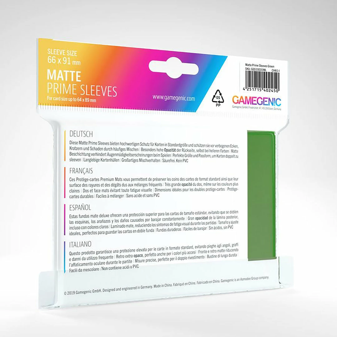 Buy π Asmodee Supplies Gamegenic: Matte Prime Sleeves 100 Ct - Green π 4 Asmodee Supplies Gamegenic: Matte Prime Sleeves 100 Ct - Green