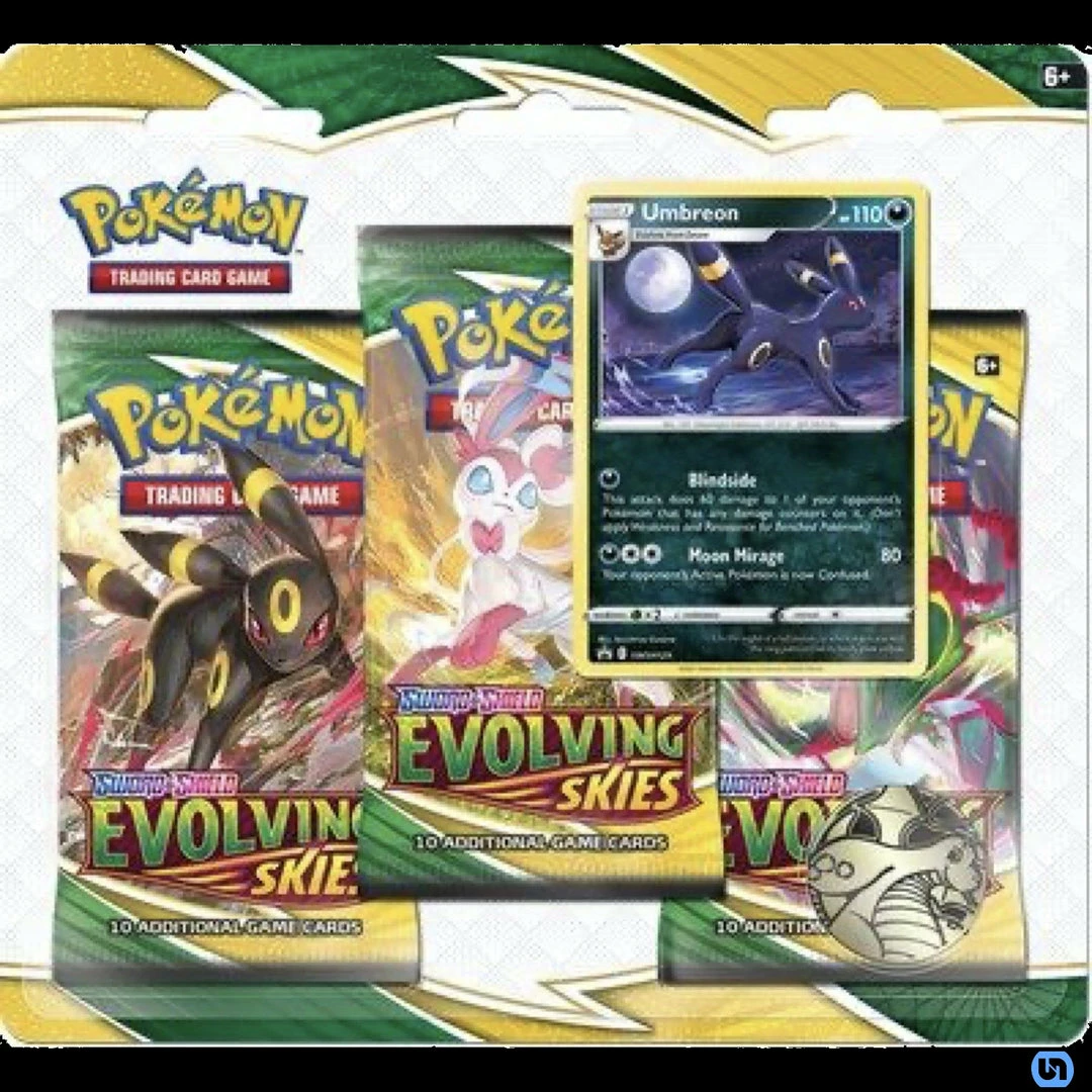 Hot Sale π Pokemon TCG: Sword & Shield Evolving Skies 3 Pack Blister - Umbreon TCGs π 3 Pokemon TCG: Sword & Shield Evolving Skies 3 Pack Blister - Umbreon TCGs